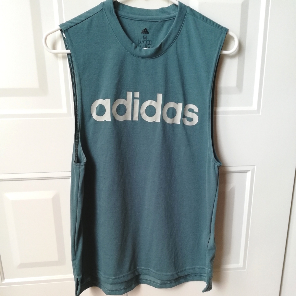 Adidas Seafoam Green Grey Muscle Tank Top